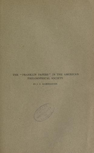 Cover for The "Franklin papers" in the American philosophical society.