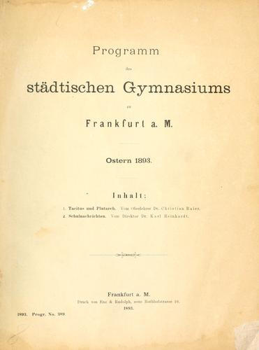 Cover for Tacitus und Plutarch.