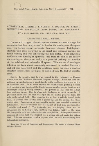 Cover for Congenital dermal sinuses