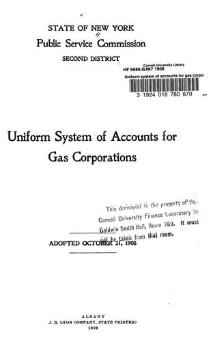 Cover for Uniform system of accounts for gas corporations