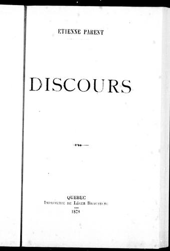 Cover for Discours
