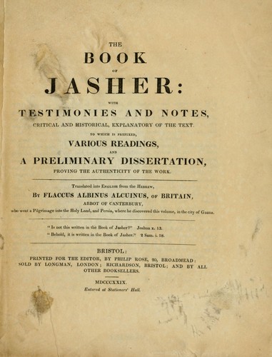 Cover for The Book of Jasher