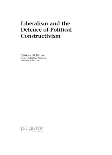 Cover for Liberalism and the defence of political constructivism