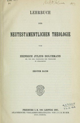 Cover for Lehrbuch der Neutestamentlichen Theologie