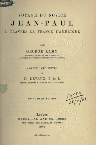 Cover for Voyage du novice Jean-Paul à travers la France d'Amérique.