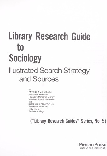Cover for Library research guide to sociology