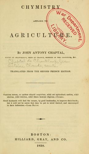 Cover for Chymistry applied to agriculture