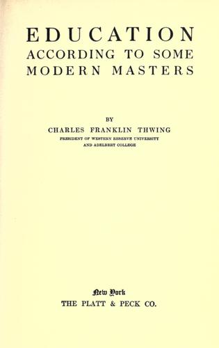 Cover for Education according to some modern masters