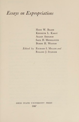 Cover for Essays on expropriations