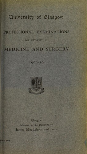 Cover for Professional examinations for degrees in medicine and surgery 1909-10