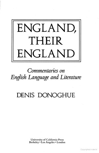Cover for England, their England