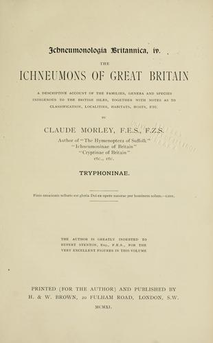Cover for Ichneumonologia brittannica