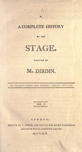 Cover for complete history of the English stage.