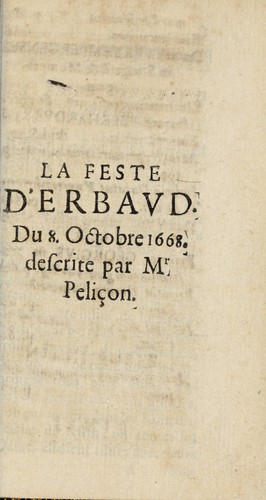Cover for La feste d'Erbavd du 8. octobre 1668