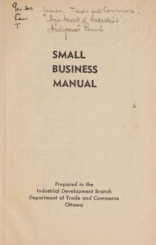 Cover for SMALL BUSINESS MANUAL