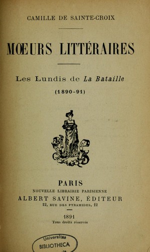 Cover for Mœurs littéraires