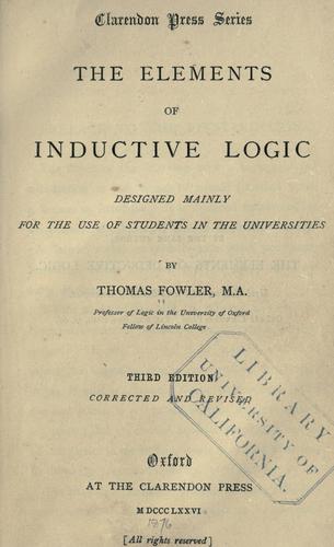 Cover for The elements of inductive logic