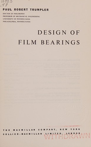 Cover for Design of film bearings