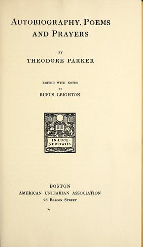 Cover for Autobiography, poems and prayers