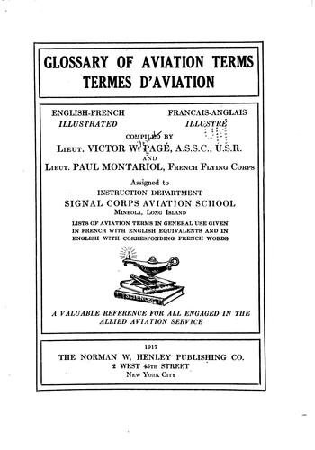 Cover for Glossary of aviation terms.