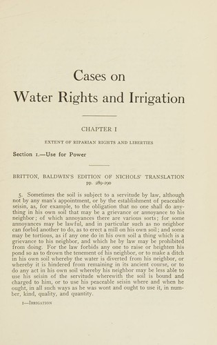 Cover for Cases on the law of water rights