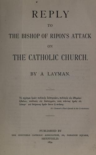 Cover for Reply to the Bishop of Ripon's attack on the Catholic Church