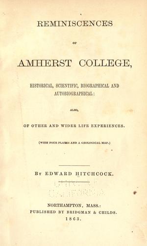 Cover for Reminiscences of Amherst College