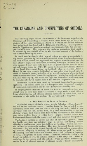 Cover for The cleansing and disinfecting of schools in South Australia