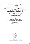 Cover for Finanzierungsprobleme der deutschen Einheit