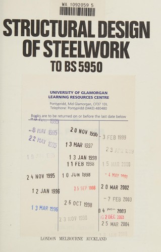 Cover for Structural Design of Steelwork to B.S.5950