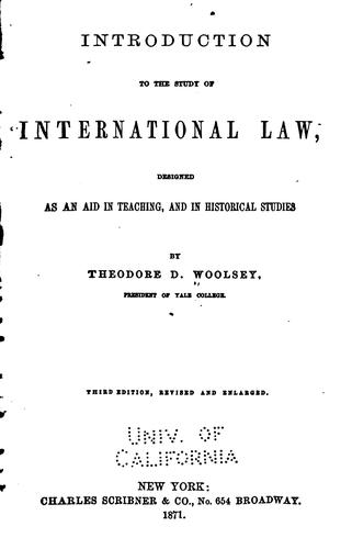 Cover for Introduction to the Study of International Law: Designed as an Aid in ...