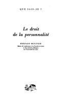 Cover for droit de la personnalité