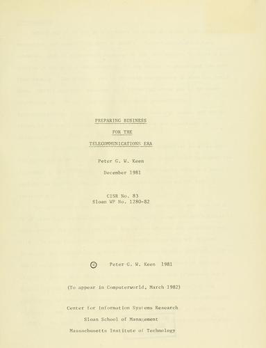Cover for Preparing business for the telecommunications era