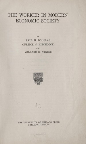 Cover for The worker in modern economic society