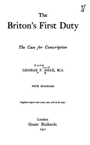 Cover for The Briton's First Duty: The Case for Conscription