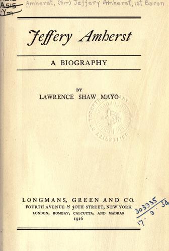 Cover for Jeffery Amherst