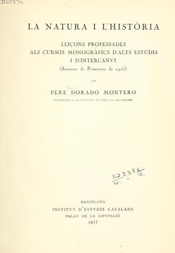 Cover for natura i l'història