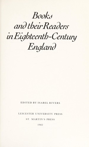 Cover for Books and their readers in eighteenth-century England