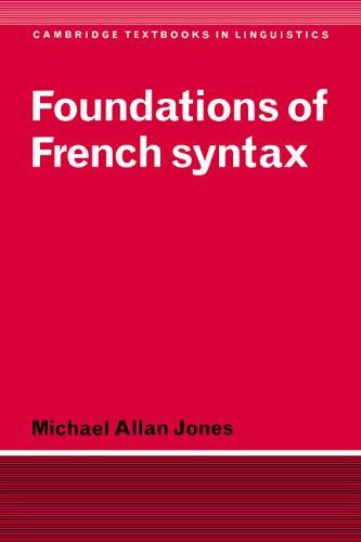 Cover for Foundations of French syntax