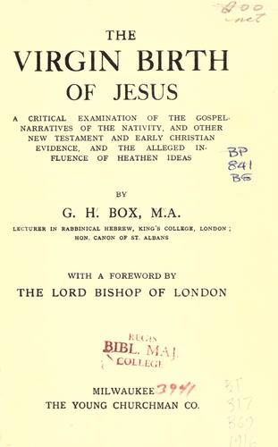 Cover for The virgin birth of Jesus