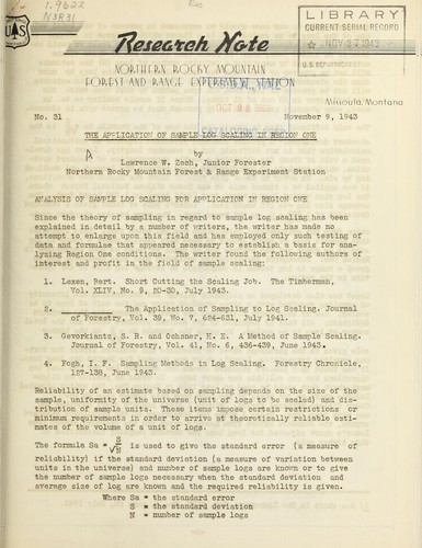Cover for The application of sample log scaling in region one