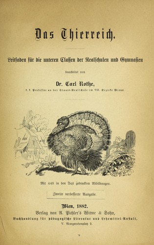 Cover for Das Thierreich : Leitfaden fu r die unteren Klassen der Realschulen und Gymnasien