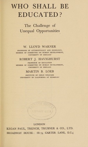 Cover for Who shall be educated?