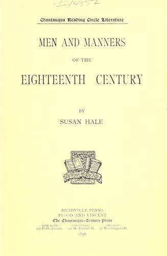 Cover for Men and manners of the eighteenth century