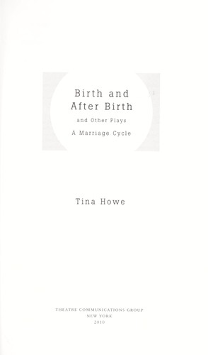 Cover for Birth and after birth and other plays