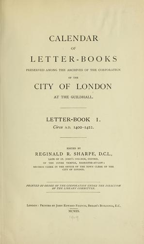 Cover for Calendar of the letter-books preserved among the archives of the corporation of the city of London at the Guildhall