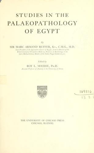 Cover for Studies in the palaeopathology of Egypt.