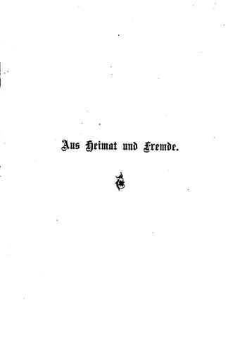 Cover for Aus heimat und fremde