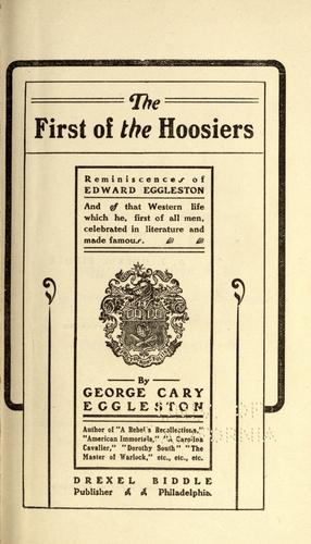Cover for The first of the Hoosiers