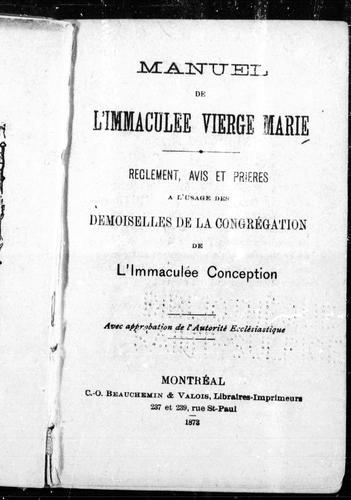 Cover for Manuel de l'Immaculée Vierge Marie